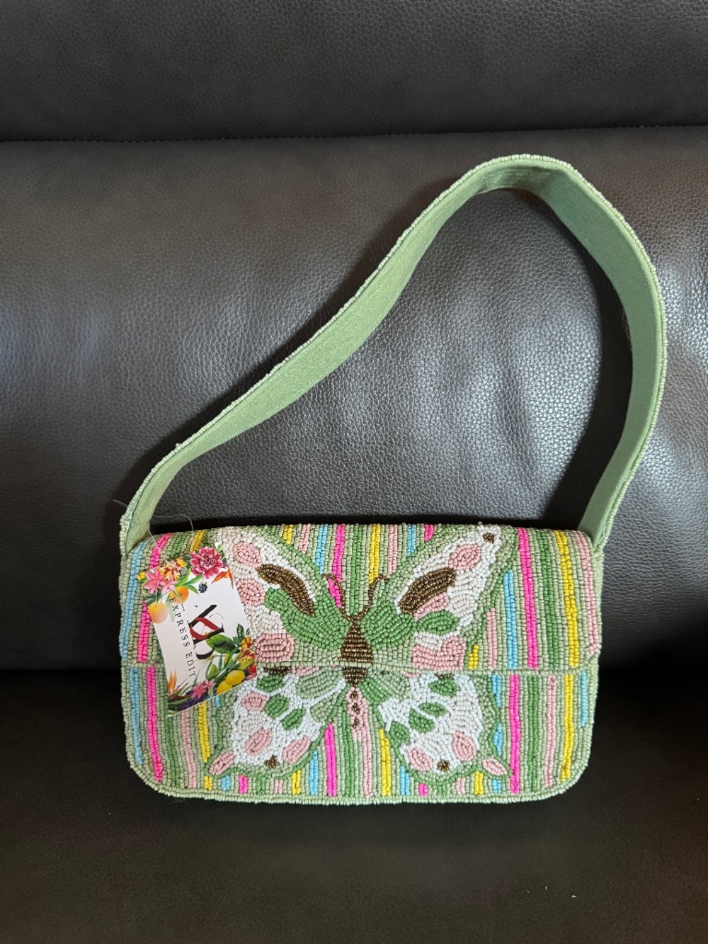 A&B Express Edit Butterfly Beaded Shoulder Bag Purse